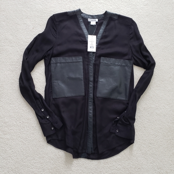 Helmut Lang Tops - SOLD NWT Helmut Lang Black Soft Vicose and Leather Shirt szS